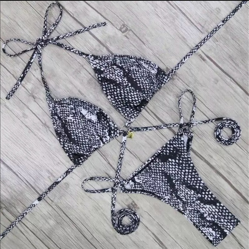 Snakeskin skimpy bikini